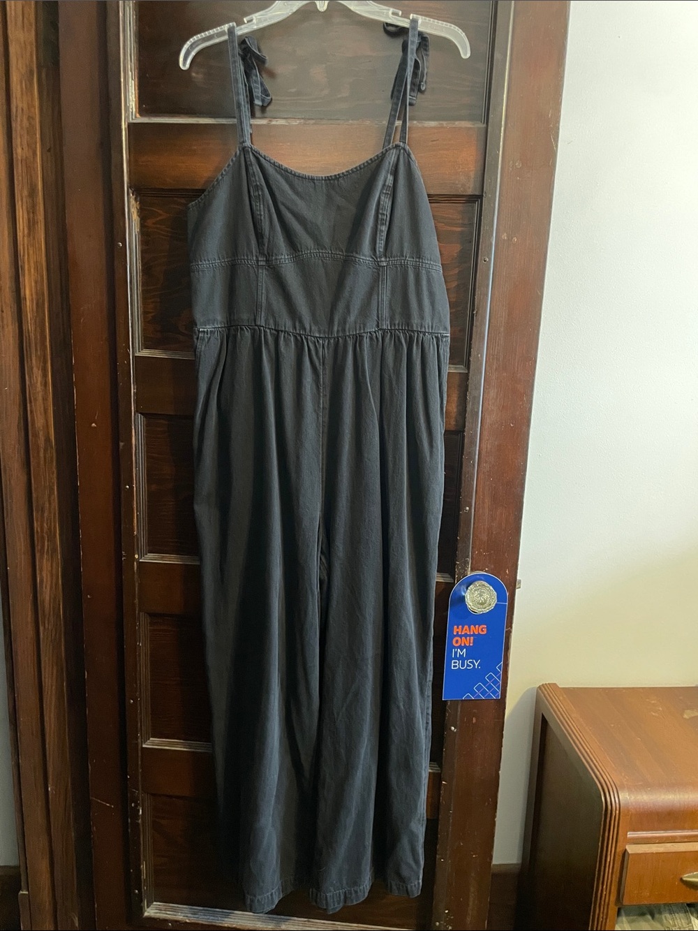 Old Navy Black Women's Sleeveless Wide-Leg Overalls